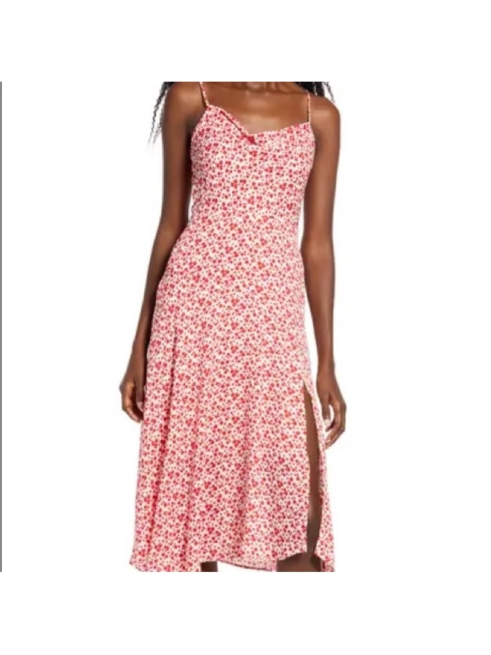 All in Favor Pink Floral Slip Maxi Dress with Slit